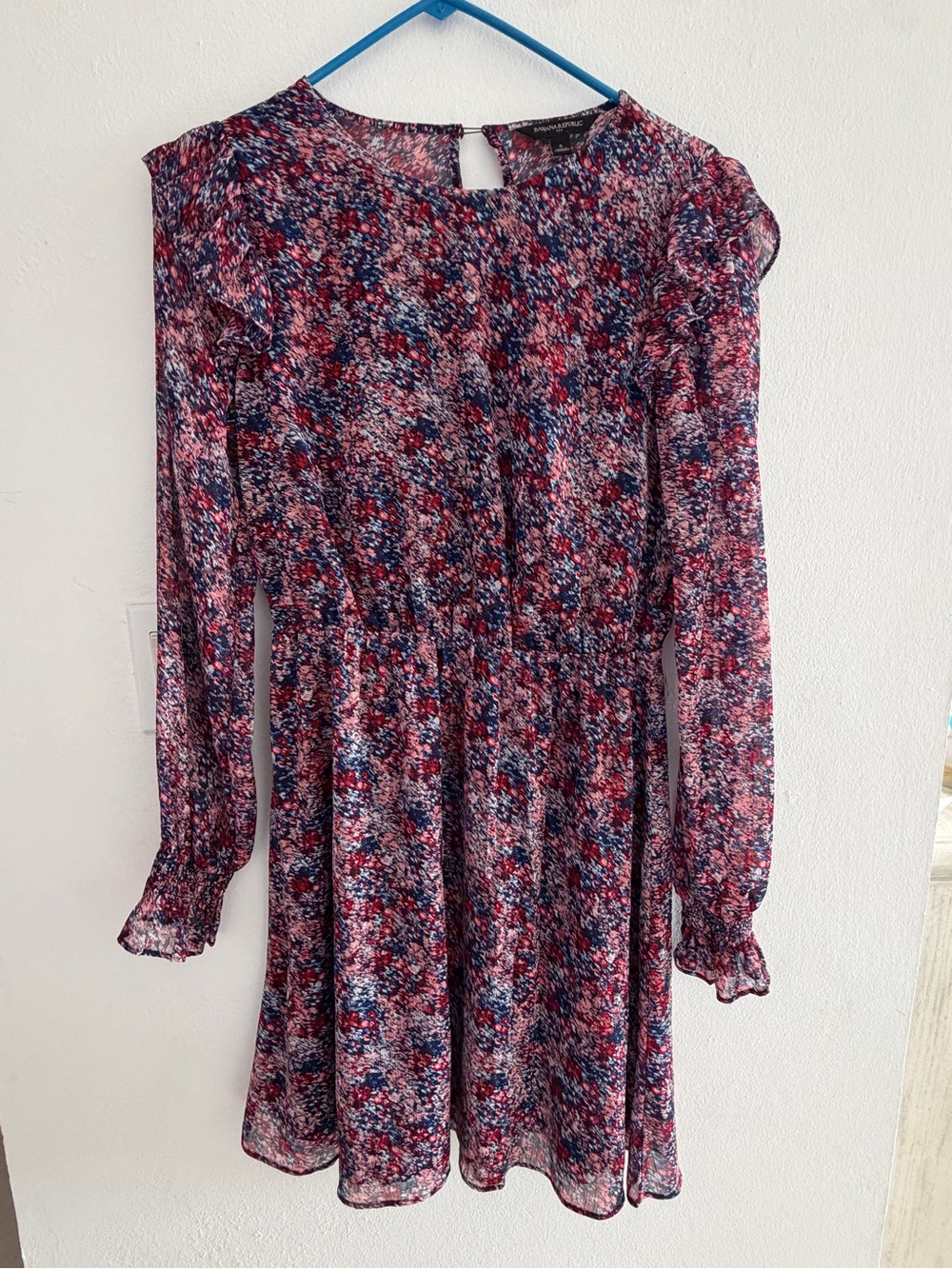 Banana Republic Rose Multi Floral Long-Sleeve Dress